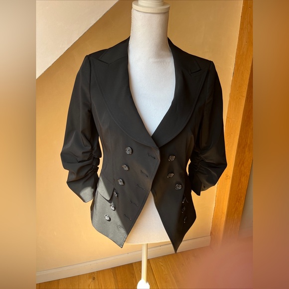 💜SOLD💜 Elizabeth and James, black jacket with ruched sleeves - Picture 3 of 7